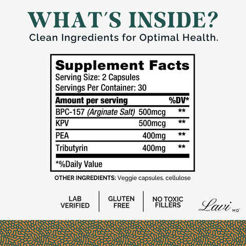 BPC-157 KPV PEA Tributyrin (GI Repair)
